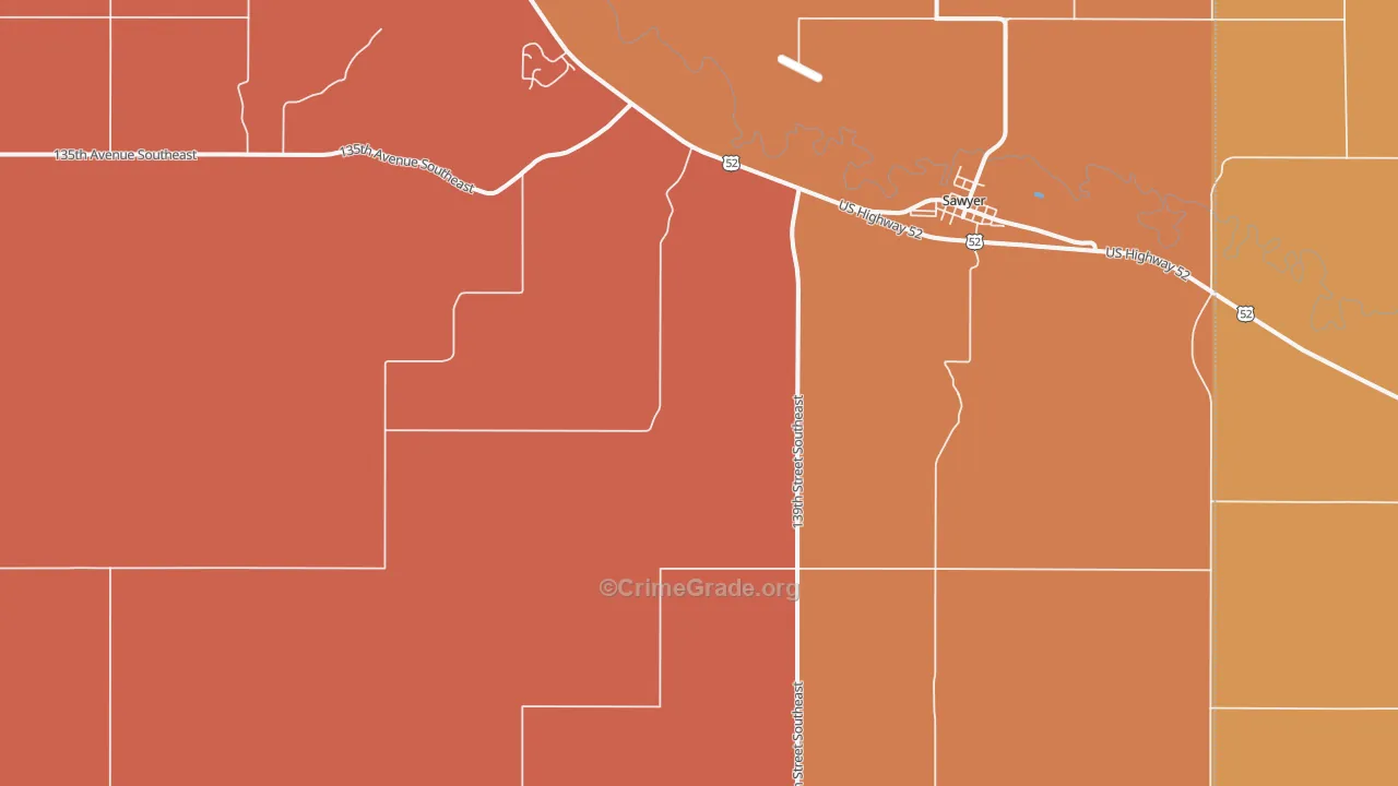 58781, ND Map of Vehicle Theft Rates