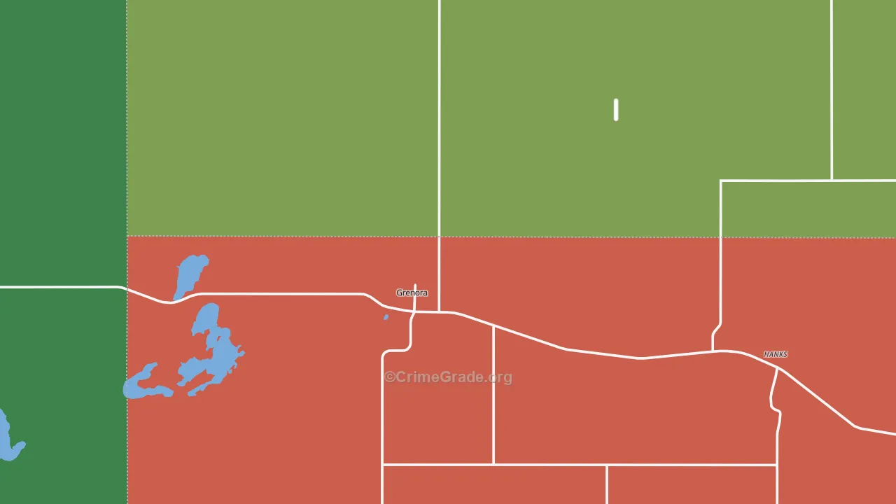 58845, ND Map of Vehicle Theft Rates