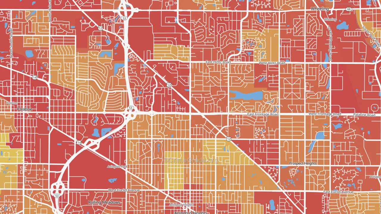 60004, IL Map of Vehicle Theft Rates