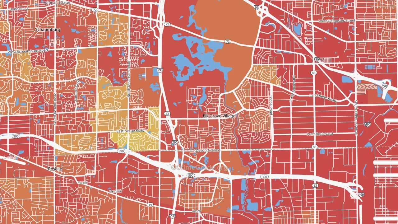 60007, IL Map of Vehicle Theft Rates