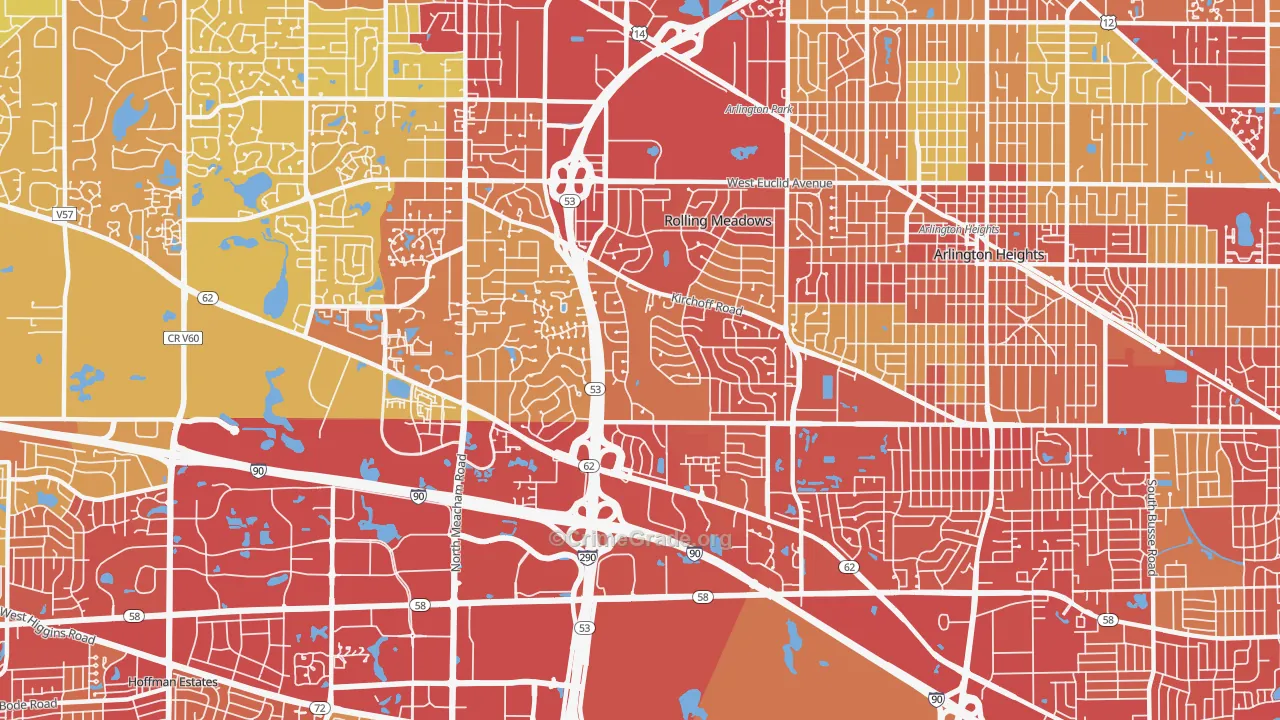 60008, IL Map of Vehicle Theft Rates