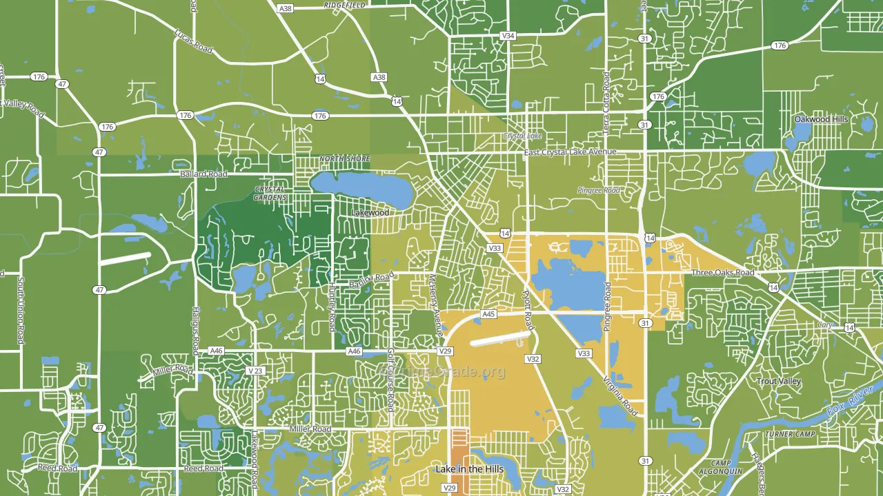 60014, IL Map of Vehicle Theft Rates