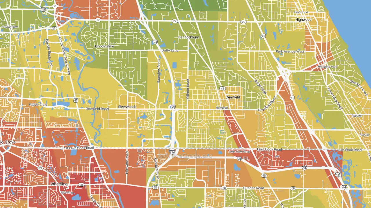 60015, IL Map of Vehicle Theft Rates