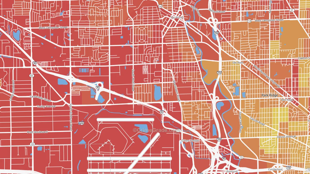60018, IL Map of Vehicle Theft Rates