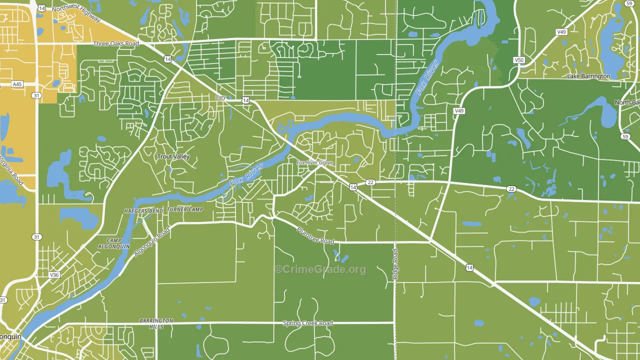 60021, IL Map of Vehicle Theft Rates