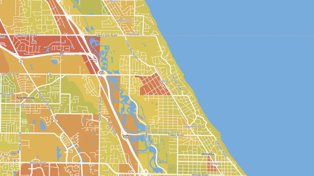 60022, IL Map of Vehicle Theft Rates
