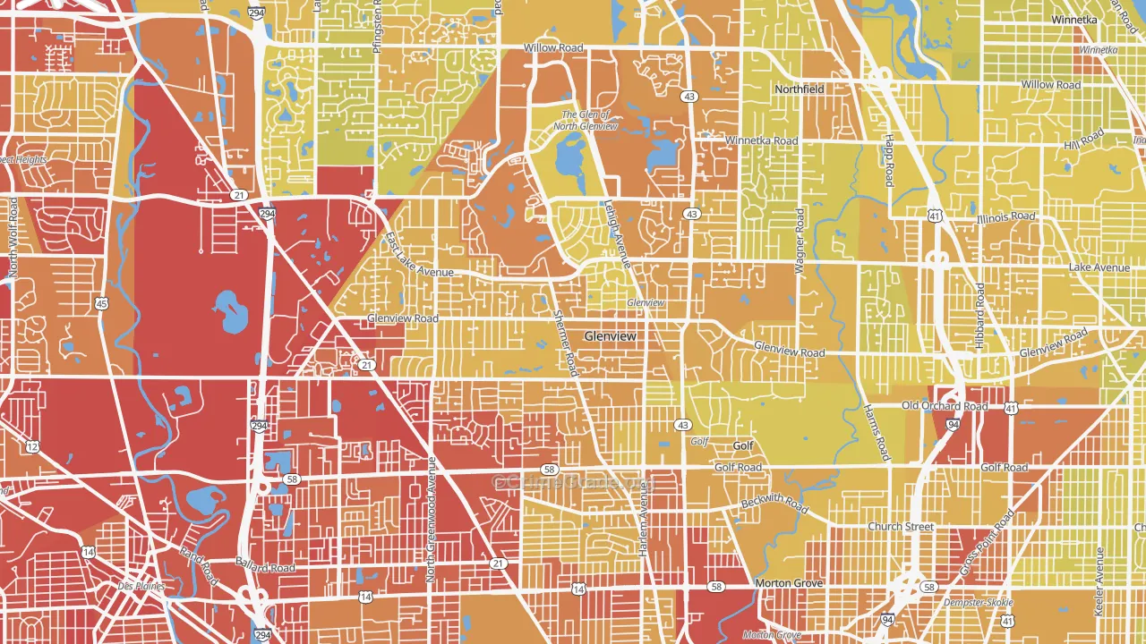 60025, IL Map of Vehicle Theft Rates