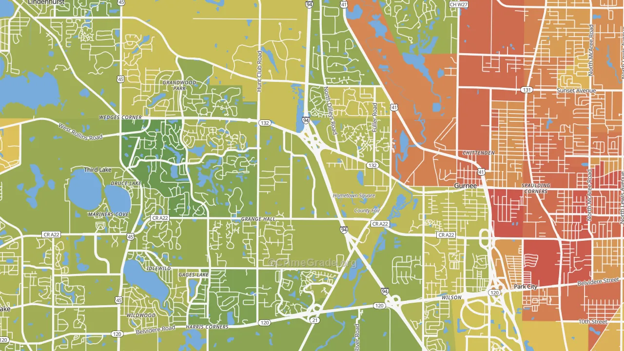 60031, IL Map of Vehicle Theft Rates