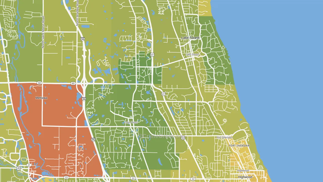 60045, IL Map of Vehicle Theft Rates