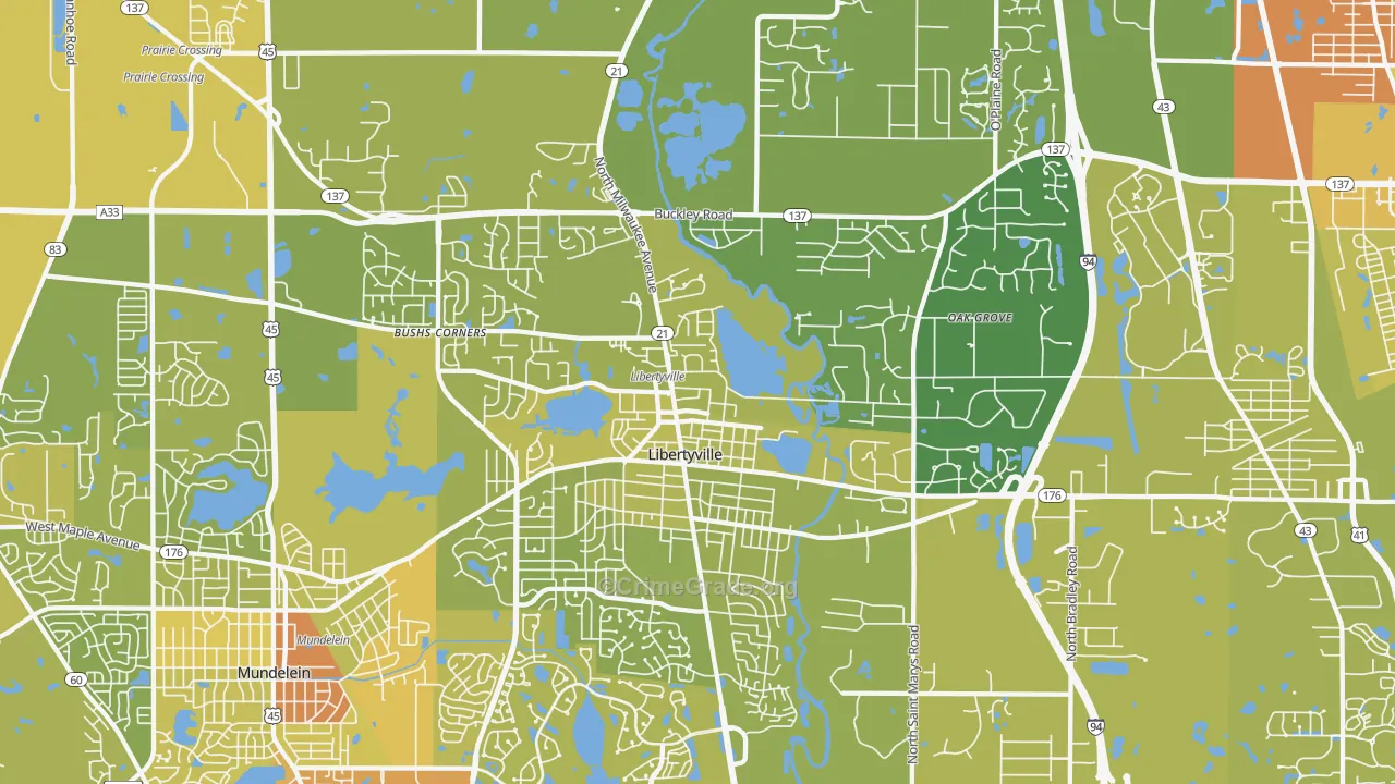 60048, IL Map of Vehicle Theft Rates