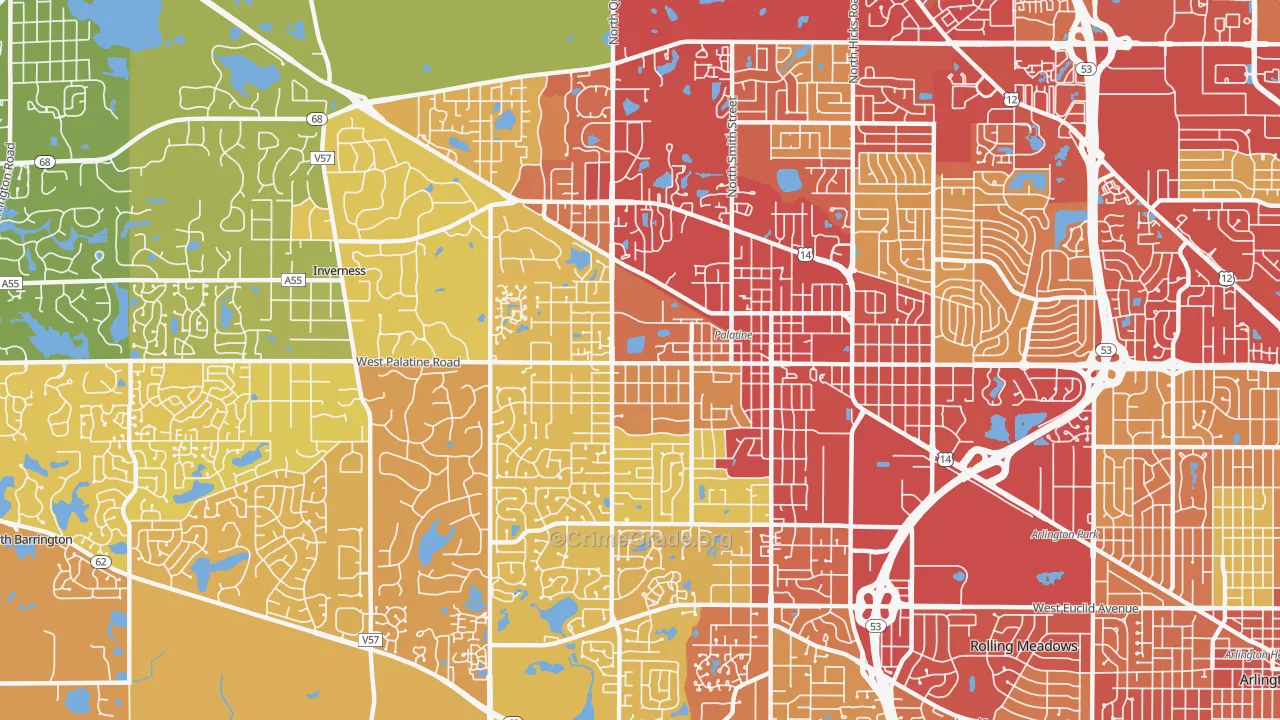60067, IL Map of Vehicle Theft Rates
