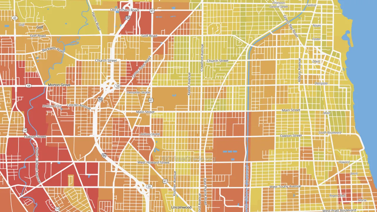 60076, IL Map of Vehicle Theft Rates