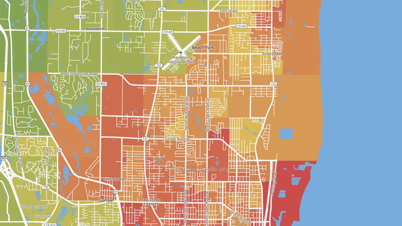 60087, IL Map of Vehicle Theft Rates