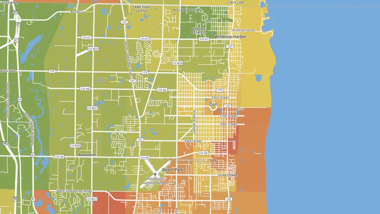 60099, IL Map of Vehicle Theft Rates