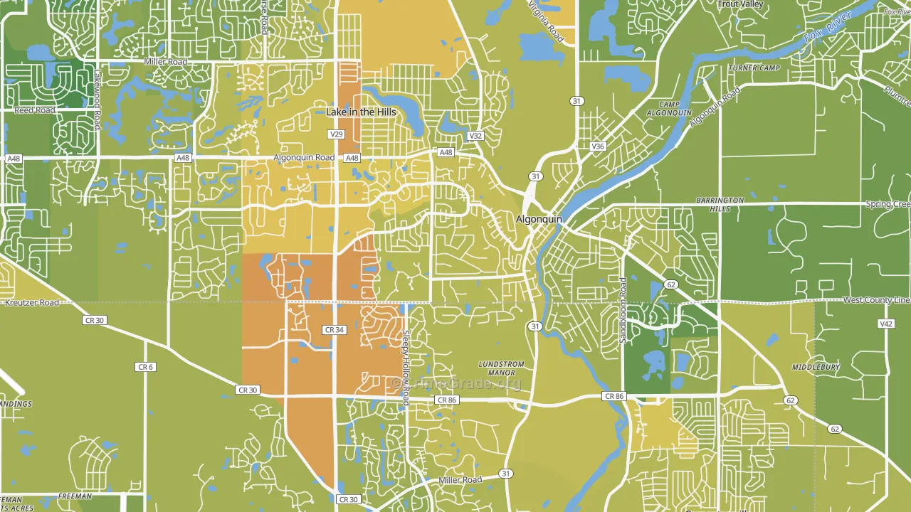 60102, IL Map of Vehicle Theft Rates