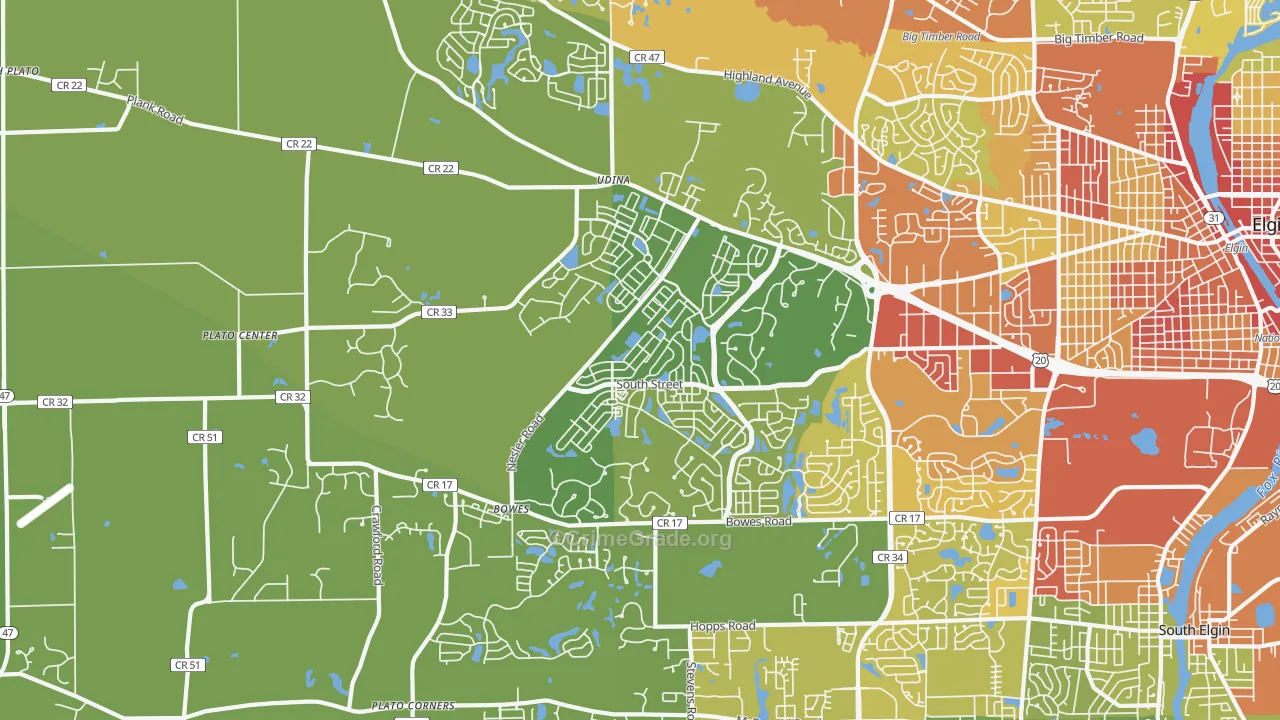 60124, IL Map of Vehicle Theft Rates