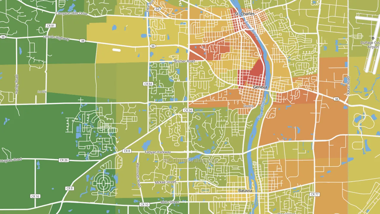 60134, IL Map of Vehicle Theft Rates