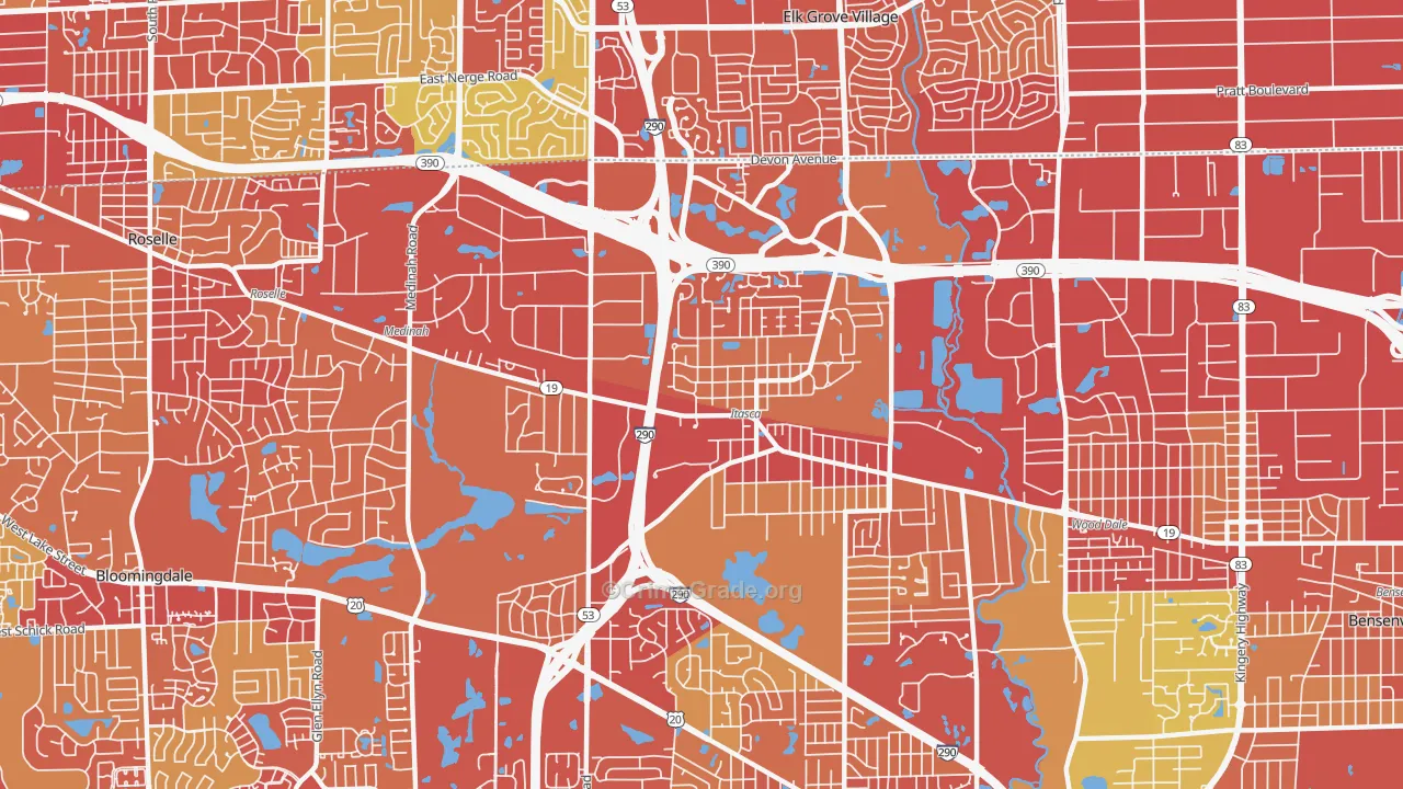 60143, IL Map of Vehicle Theft Rates