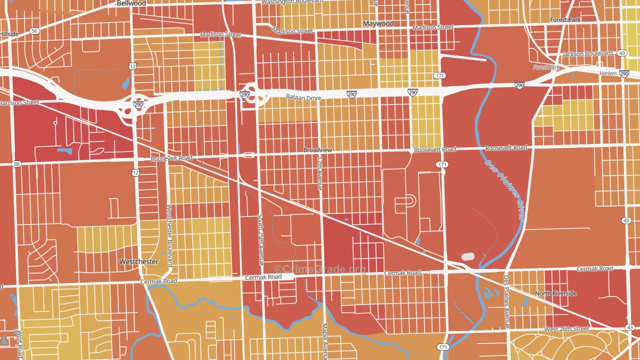 60155, IL Map of Vehicle Theft Rates