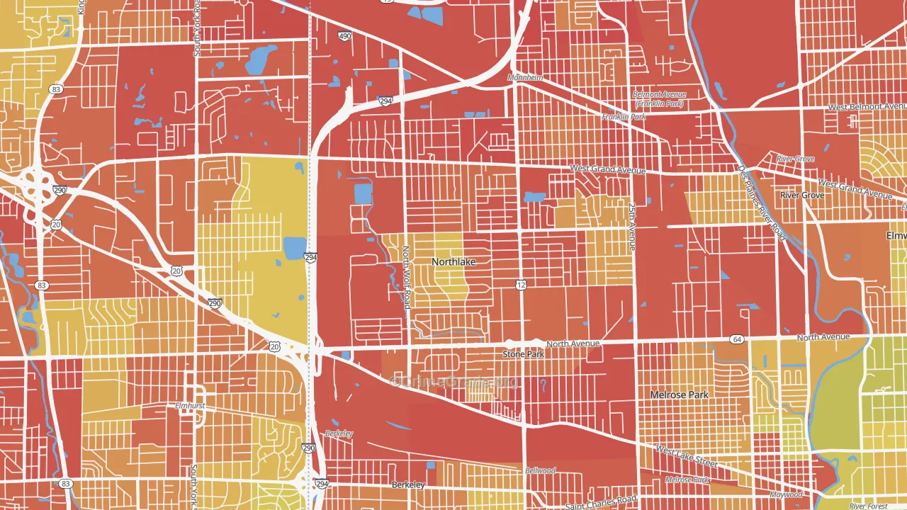 60164, IL Map of Vehicle Theft Rates