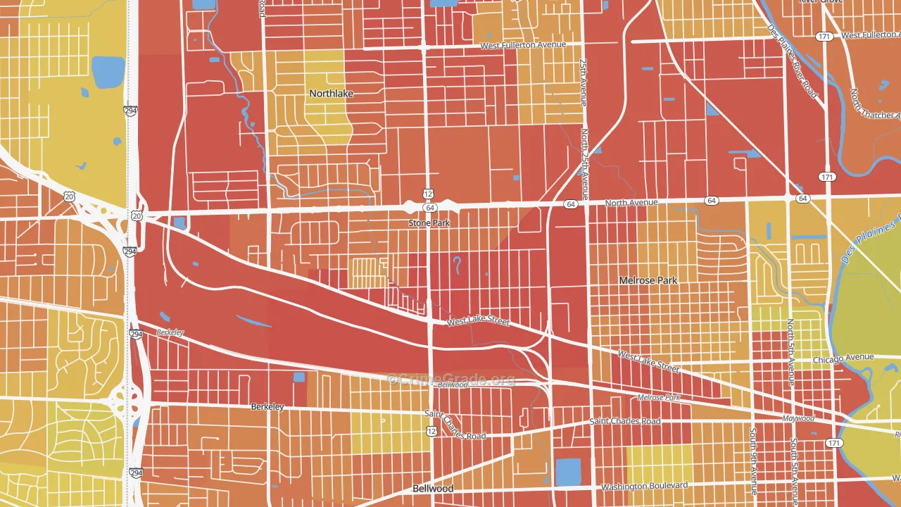 60165, IL Map of Vehicle Theft Rates