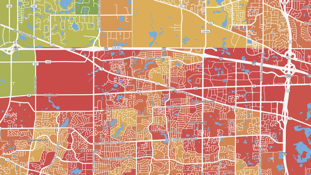 60169, IL Map of Vehicle Theft Rates