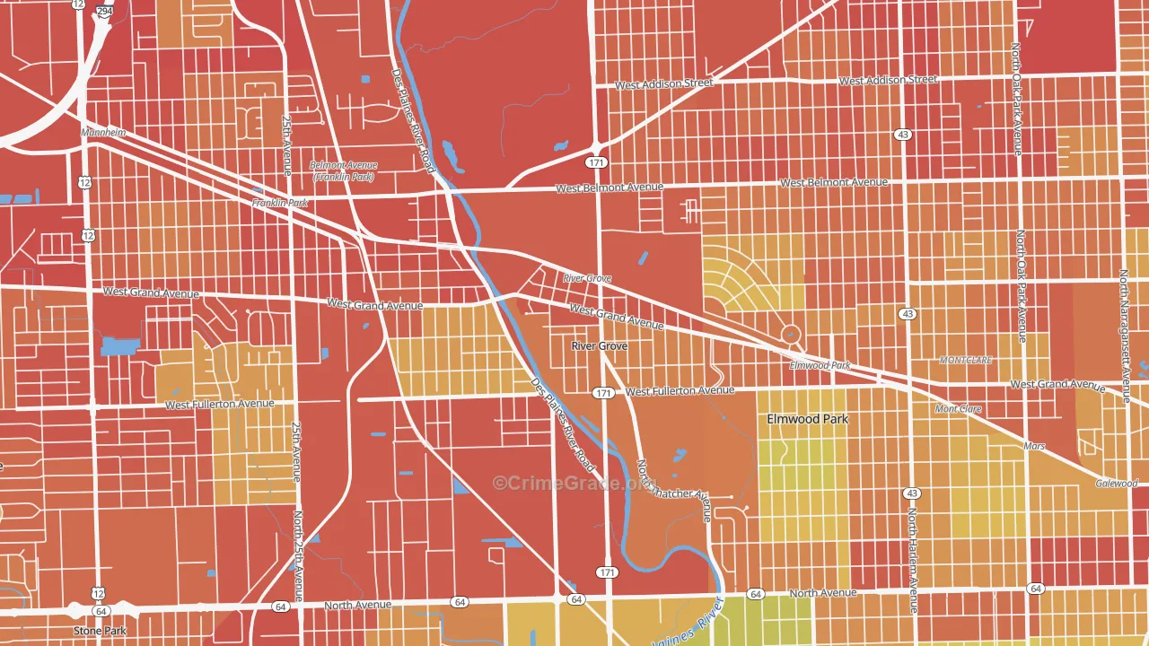 60171, IL Map of Vehicle Theft Rates