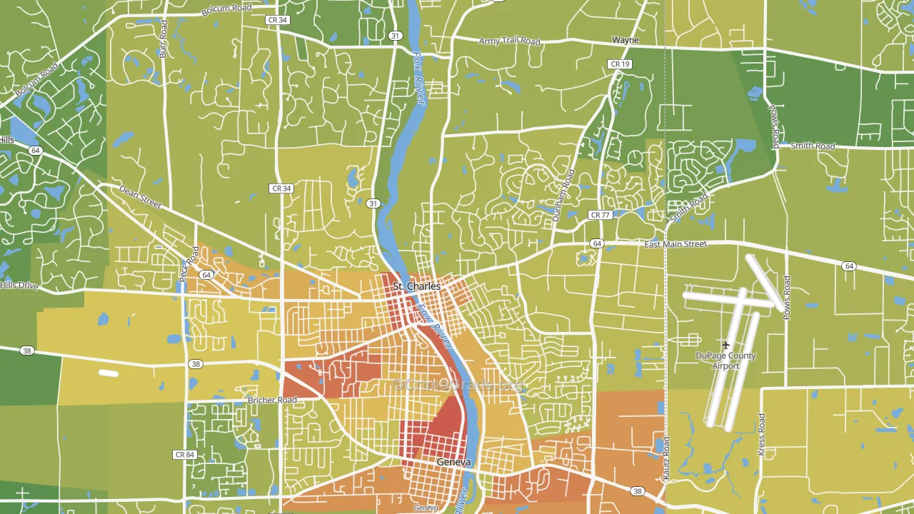 60174, IL Map of Vehicle Theft Rates