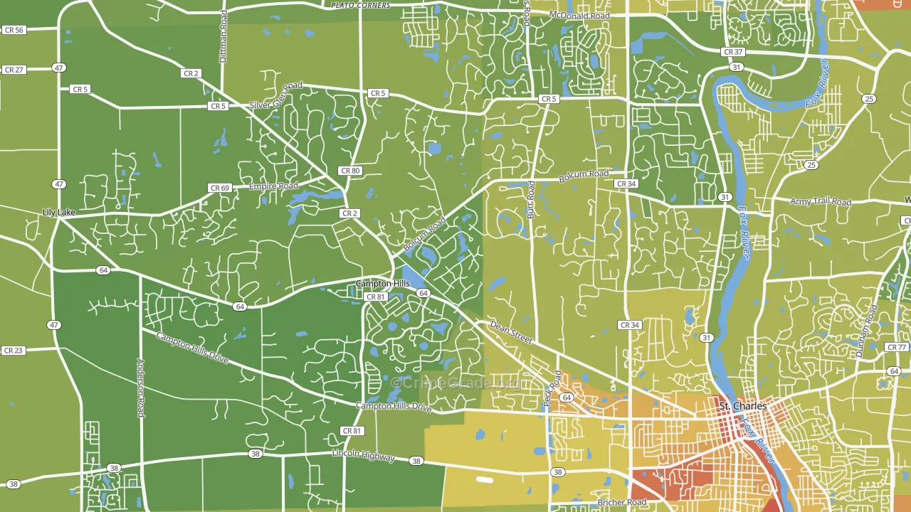 60175, IL Map of Vehicle Theft Rates