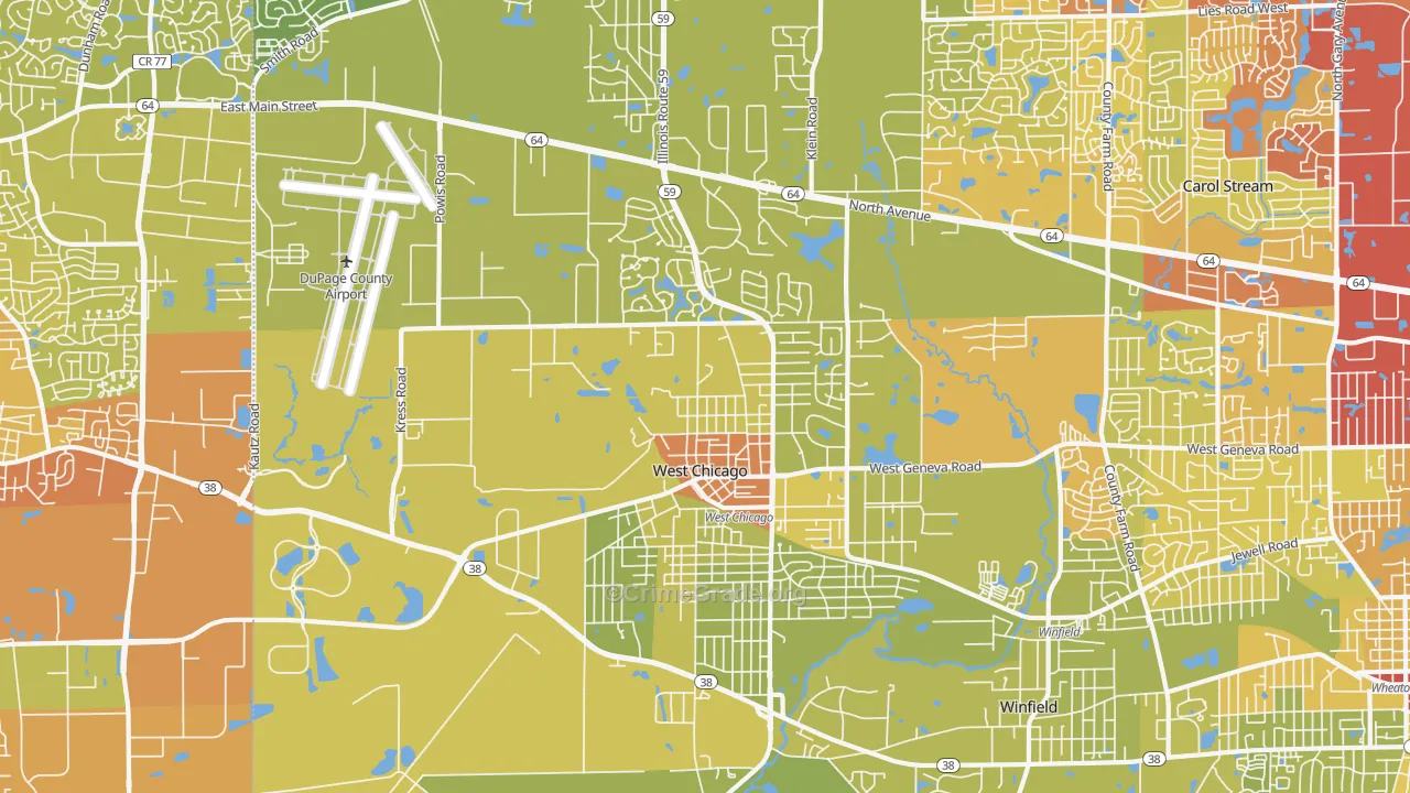 60185, IL Map of Vehicle Theft Rates