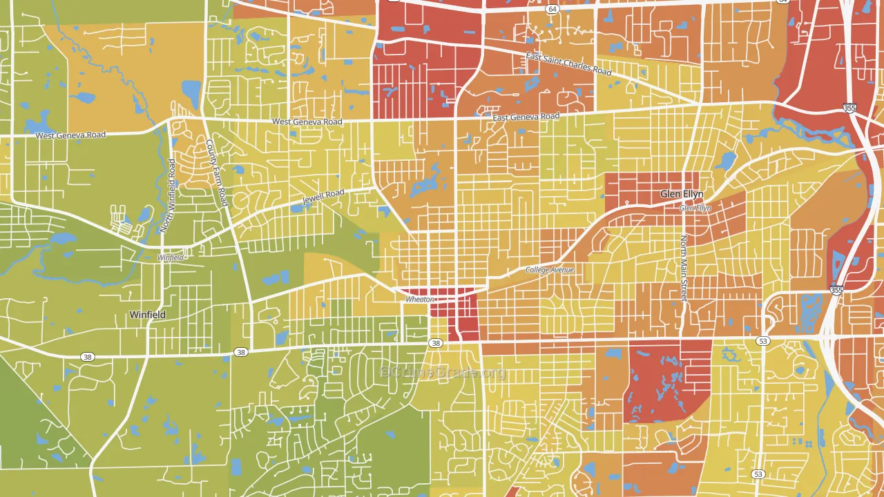 60187, IL Map of Vehicle Theft Rates
