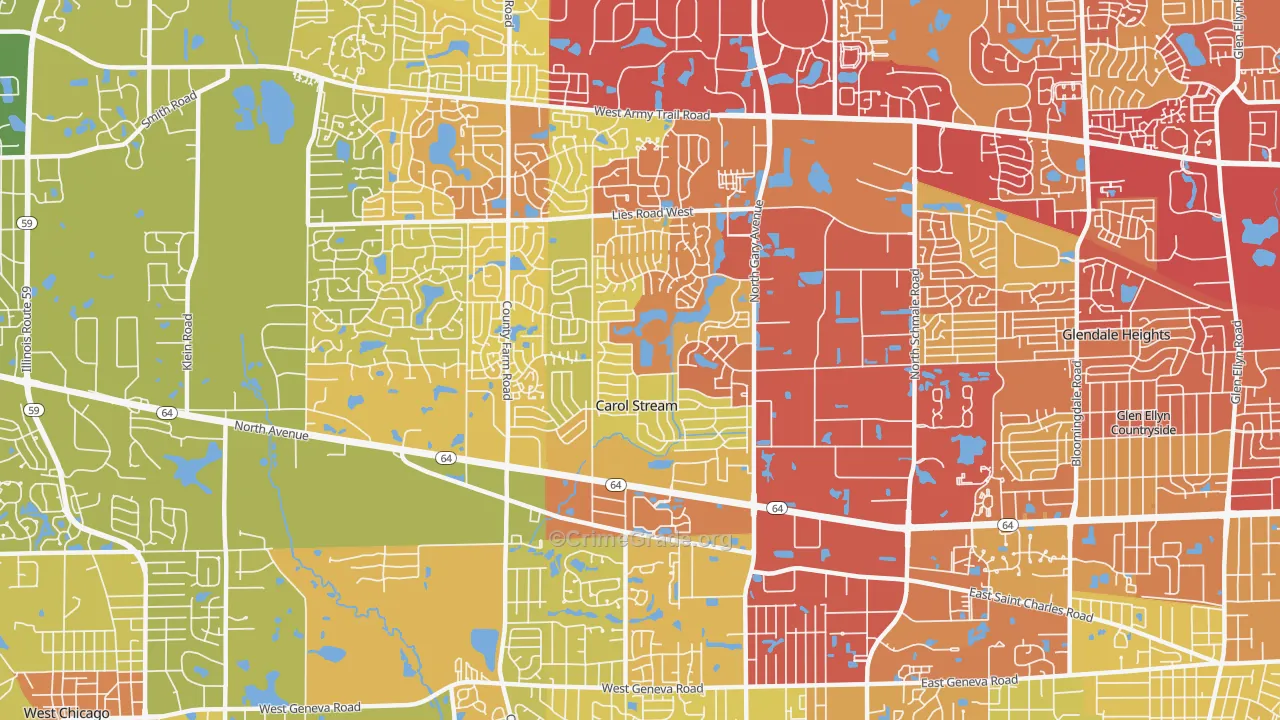 60188, IL Map of Vehicle Theft Rates
