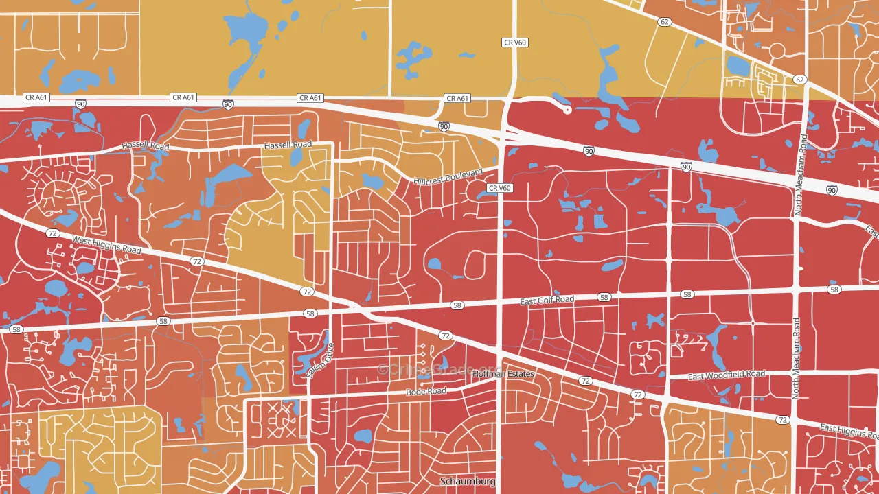60195, IL Map of Vehicle Theft Rates