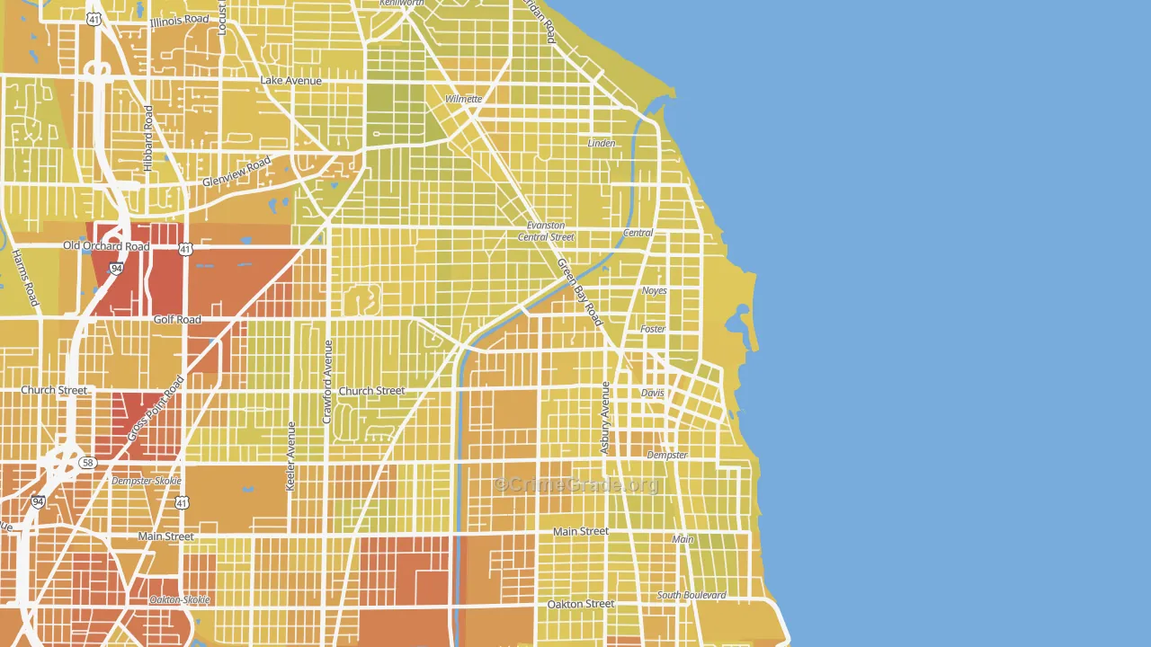 60201, IL Map of Vehicle Theft Rates