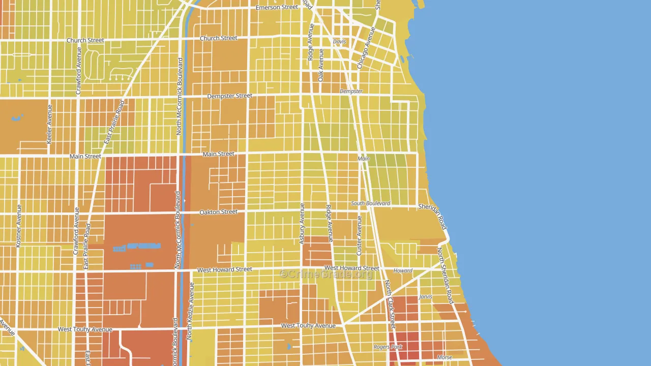 60202, IL Map of Vehicle Theft Rates