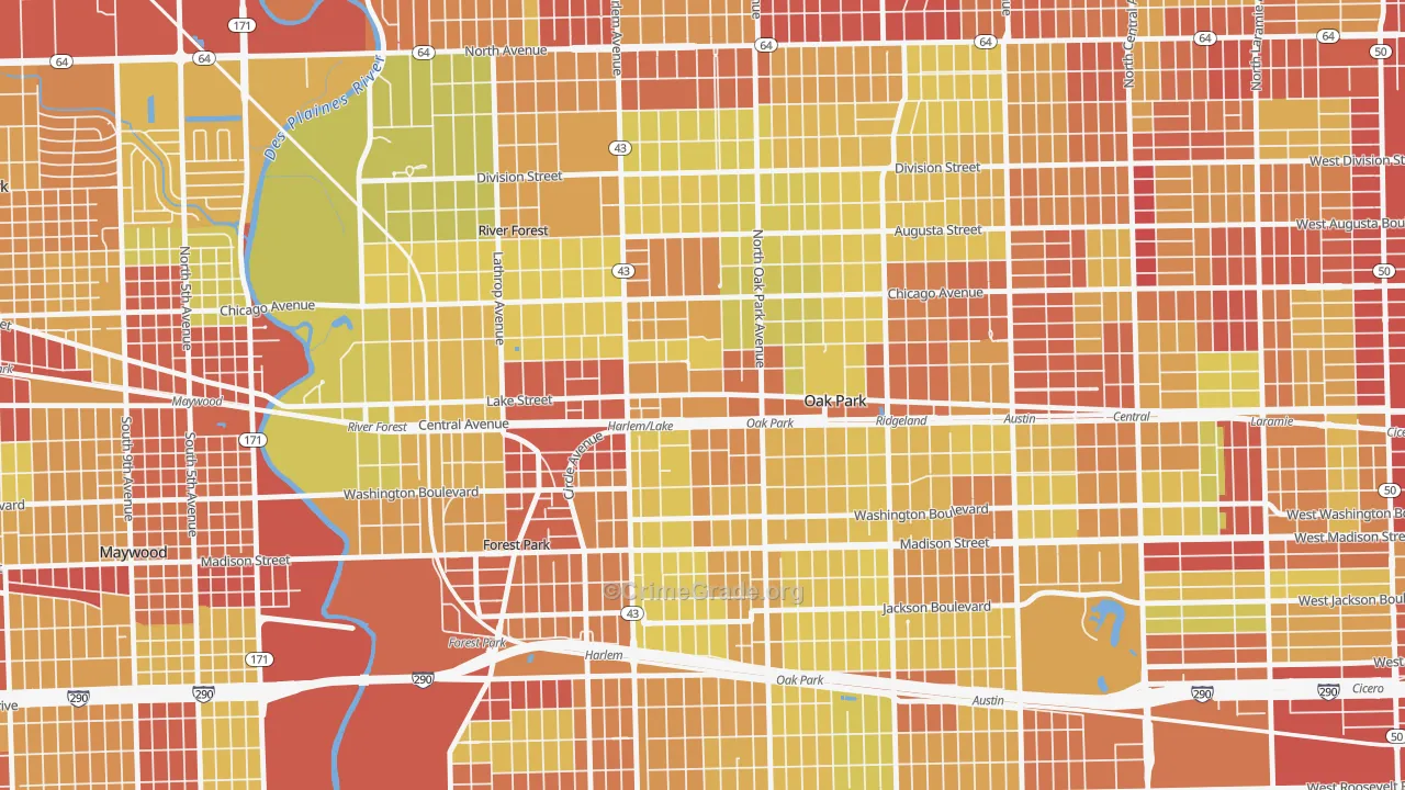 60301, IL Map of Vehicle Theft Rates