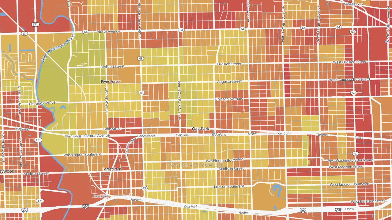 60302, IL Map of Vehicle Theft Rates