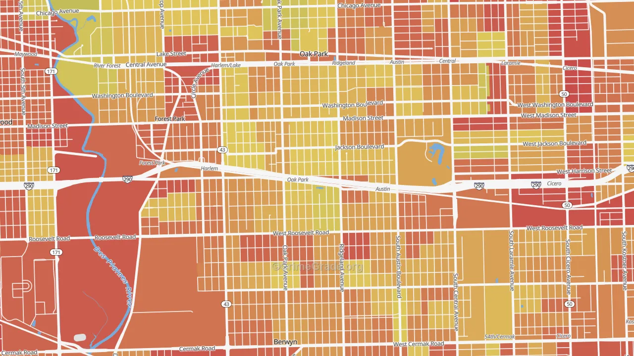 60304, IL Map of Vehicle Theft Rates