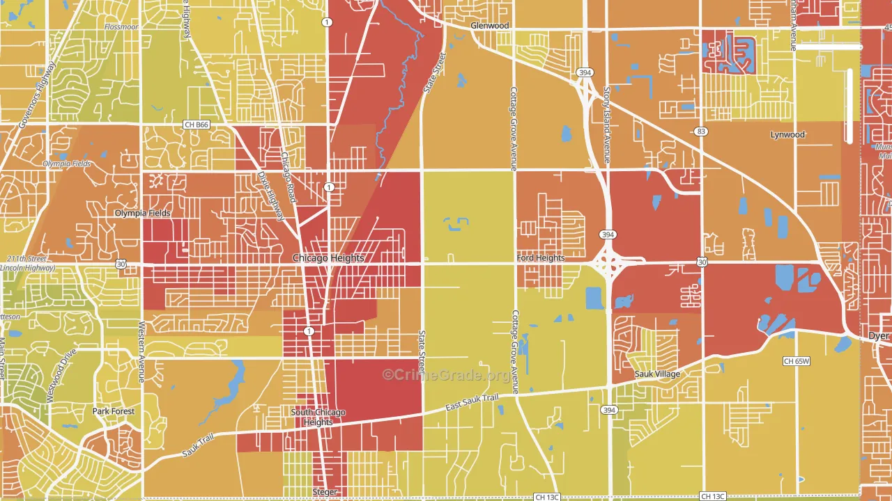 60411, IL Map of Vehicle Theft Rates