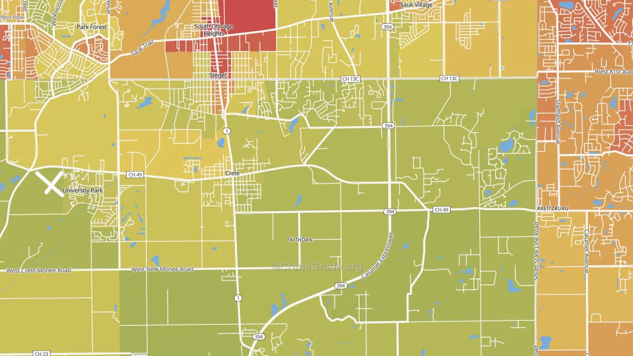 60417, IL Map of Vehicle Theft Rates