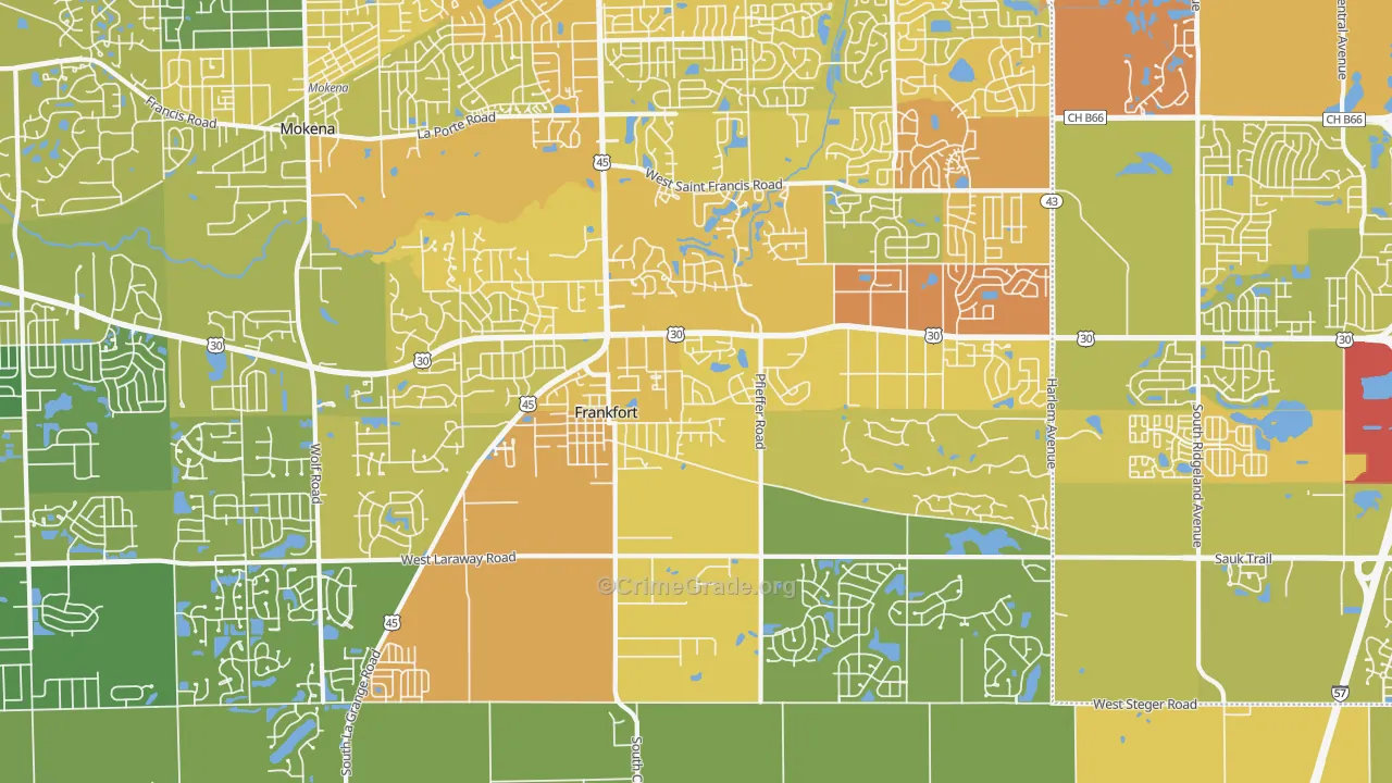 60423, IL Map of Vehicle Theft Rates