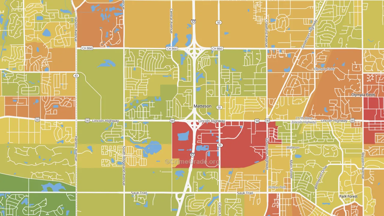 60443, IL Map of Vehicle Theft Rates