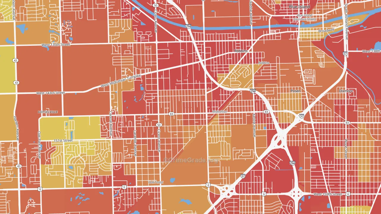 60445, IL Map of Vehicle Theft Rates