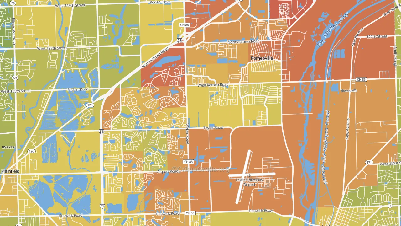 60446, IL Map of Vehicle Theft Rates