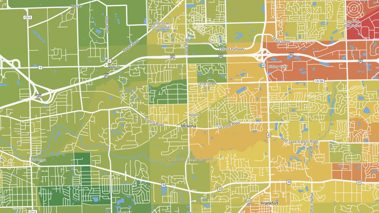 60448, IL Map of Vehicle Theft Rates