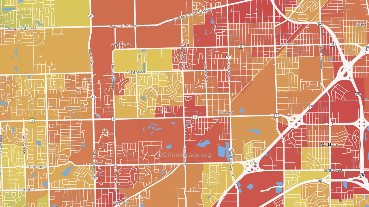 60452, IL Map of Vehicle Theft Rates