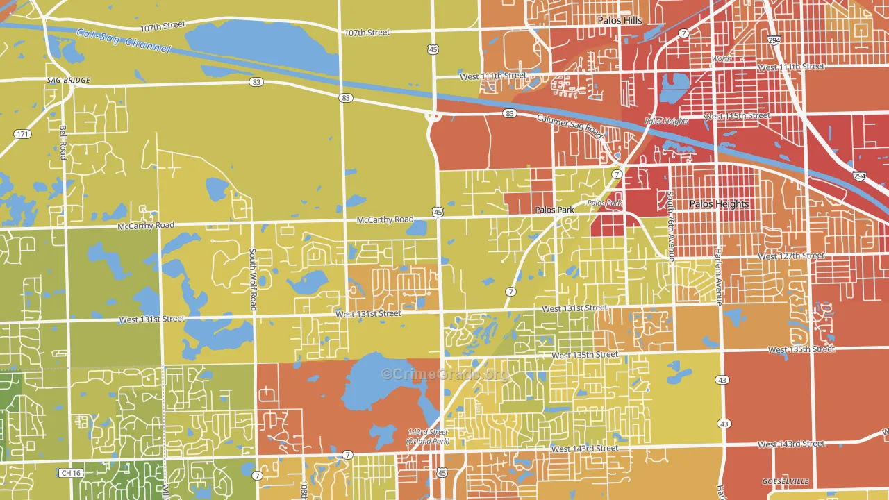 60464, IL Map of Vehicle Theft Rates