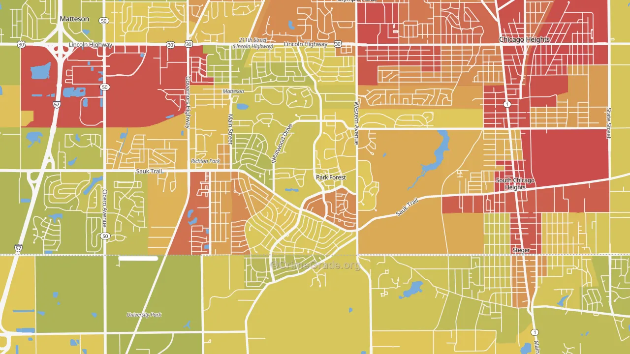 60466, IL Map of Vehicle Theft Rates