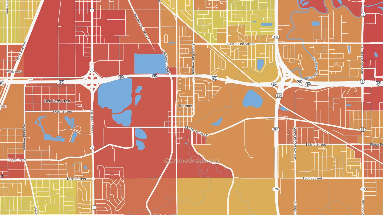 60476, IL Map of Vehicle Theft Rates