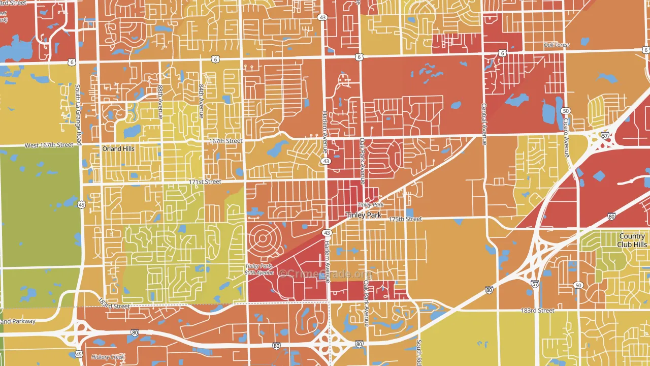 60477, IL Map of Vehicle Theft Rates